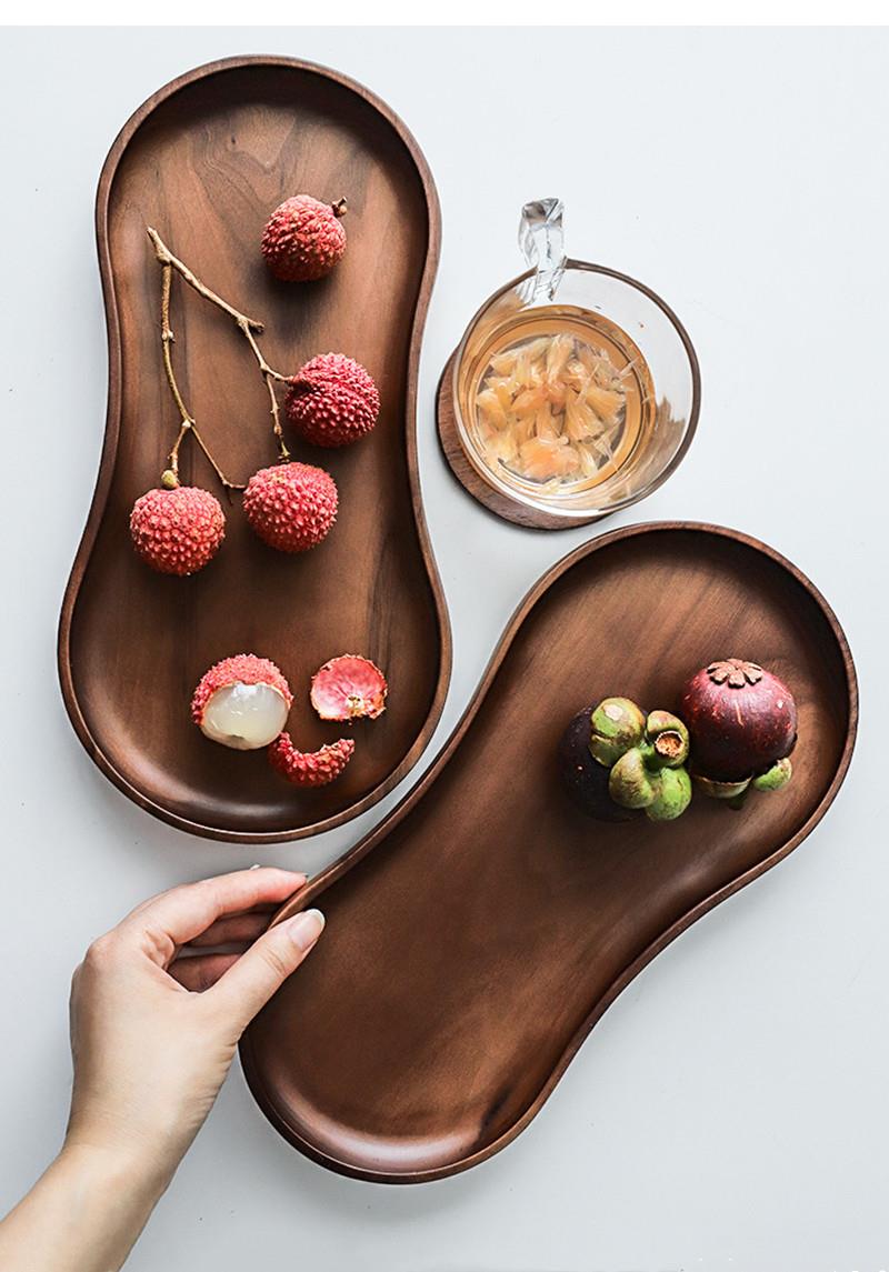 Food Snacks Items - Bandeja de madera maciza pura de
