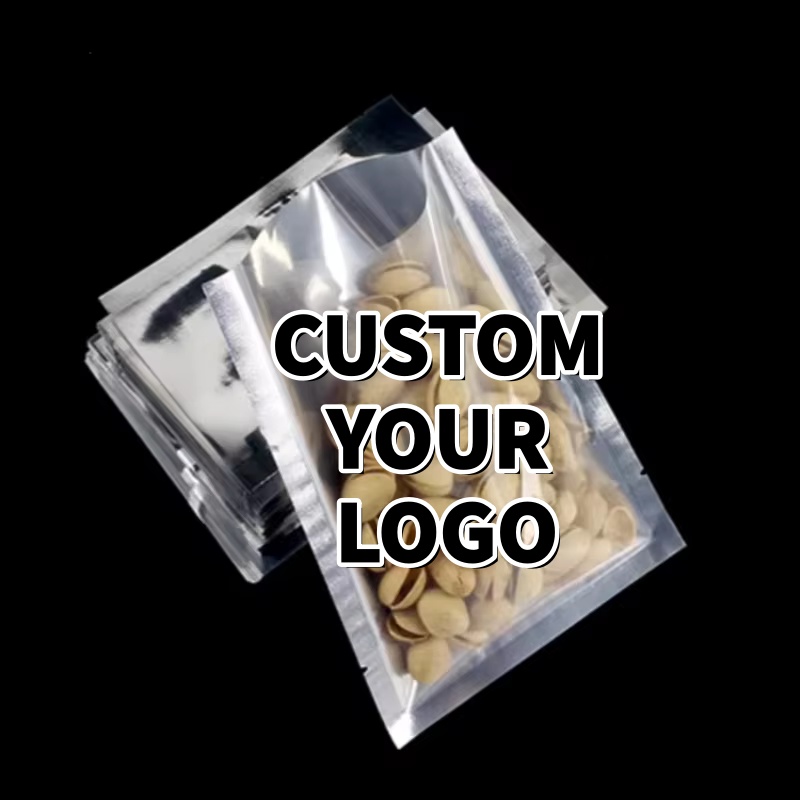 Dry Food Snacks - Paquete de 100 bolsas planas plateadas