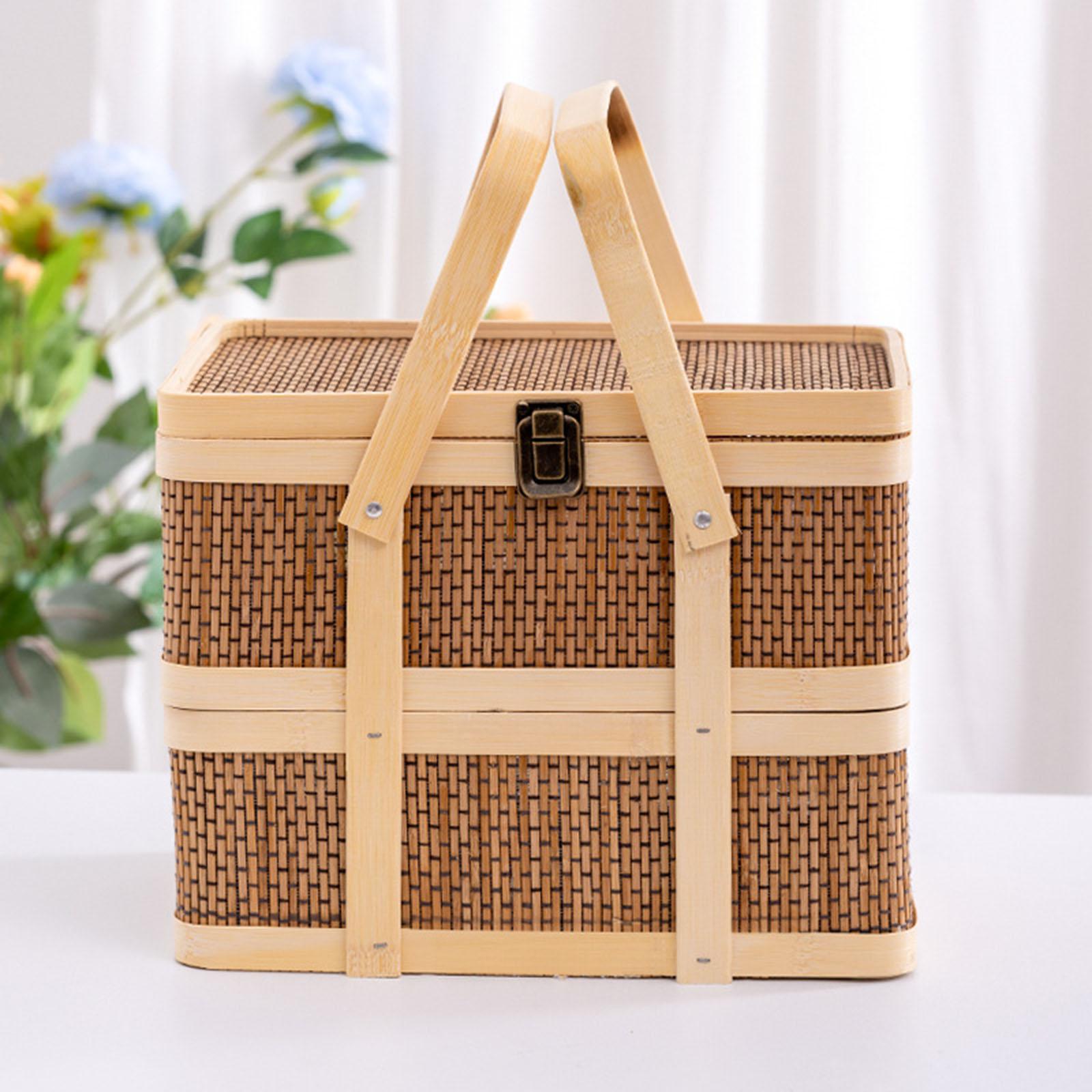 Cesta de Picnic Tejida, Cesta  - Snacks Food Hamper Basket reseña y precio