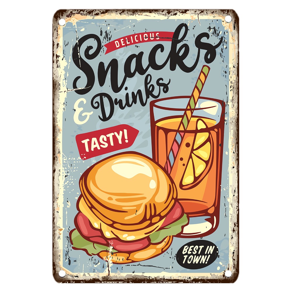 Letrero de metal de comida vin - Food Snacks Easy reseña y precio
